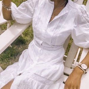 LoveShackFancy x Target "Phoebe" white embroidered midi dress size 10 or M